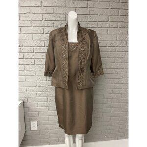 Alex Evening Women Embroidered Beaded Mother of the Bride Dress Jacket Size 8P